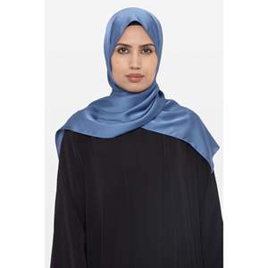 Hijab en satin 70 cm x 180 cm, motif grainé bleu <span class=keywords><strong>Maya</strong></span>, 80% rayonne, 20% tissu chiffon - Product Image 5