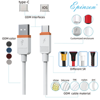 Câble de données de charge rapide neuf en PVC blanc, vente en gros d'usine, accessoires pour téléphone portable 1M/2M