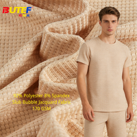 Tela Jacquard de Punto con Burbujas de Poliéster y Spandex, 170GSM, Elástica en 4 Direcciones, Transpirable, Ligera, para Ropa Deportiva y Yoga para Chicas
