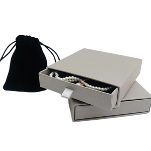 Custom Pure Colour Slide Drawer Box with Foam Insert Soft Touch Fashionring Jewelry Packaging Gray Paper Box - Product Image 4