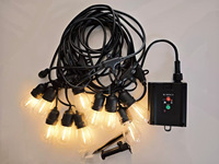 Guirlande lumineuse solaire décorative de 14,6 m (48 pieds) avec 15 ampoules vintage S14, étanche, pour patio, café et extérieur