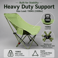 Chaise pliante Moon Chair en tissu Oxford 600D vert olive avec cadre en acier, logo OEM personnalisé