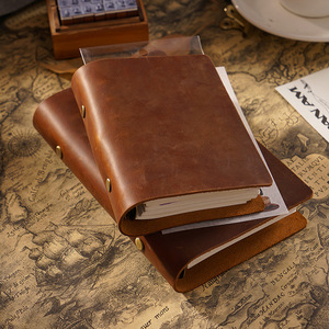 A5 A6 <b>A7</b> Genuine Leather Loose Leaf <b>Notebook</b> Diary Office Business Handmade European Style Notepad Cowhide Leather - Product Image 2