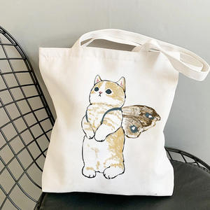 Umwelt freundliche wieder verwendbare 12-Unzen-Baumwoll-Canvas-Einkaufstasche Hochwertige Langgriff-Buchstaben muster Siebdruck bedruckte anpassbare Größe - Product Image 3