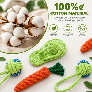 Juguete para Perros de Cuerda de Algodón Pequeño al por Mayor, con Forma de Zapatilla, Anudado, para Limpieza Dental, Resistente a Mordidas, con Patrón de Frutas y Verduras - Product Image 5