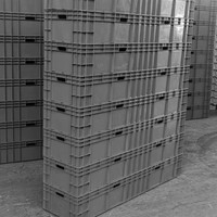 Caisses en plastique empilables et recyclables avec design panier et style boîte solide