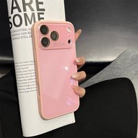 Coque de téléphone portable en verre glacé brillant couleur bonbon pour iPhone 18 17 Pro Max 16 15 14 13 avec cadre mat et protection intégrale de l'objectif de l'appareil photo