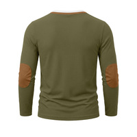 T-shirt à manches longues pour homme, effet double couche, en tricot gaufré, col rond / col Henley, automne-hiver, directement de l'usine
