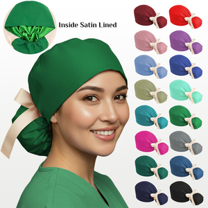 Gorro Quirúrgico de Satén para Mujer, para Cabello Largo, para Cirujanos, Dentistas, Enfermeras, con Forro de Satén, para Cola de Caballo - Product Image 1