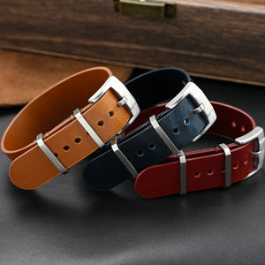 สายนาฬิกาหนังแท้แบบชิ้นเดียวขนาด 20 มม. 22 มม. ผลิตจากหนังเคลือบน้ำมัน พร้อมหัวเข็มขัดสแตนเลสขัดเงา - Product Image 2