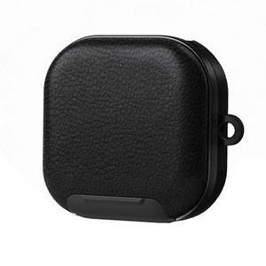 Étui pour écouteurs en cuir texturé avec design à interrupteur, support intégré, housse de protection pour écouteurs sans fil - Product Image 1