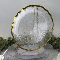 StarLuckINT Assiette Transparente en Plastique PP Écologique à Bordure Irrégulière en Forme de Fleur, Design Moderne, Décoration de Table de Mariage