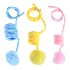 Superventas lindo conejo Bola de piel interactivo primavera gato juguetes de peluche puerta colgante montado en la pared gato voz juguete con campanas - Product Image 2