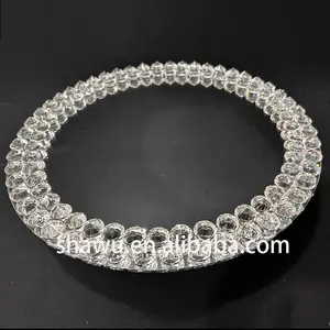 Vente en gros 13 "diamant strass jante cristal verre miroir chargeur plaque pour la décoration de table d'événement de mariage