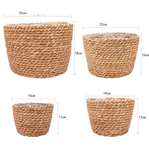 Seagrass Plant <b>Baskets</b> Round Woven Flower Pots Indoor Decorative Storage Containers For Houseplants - Product Image 4