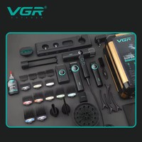 Kit de Barbería Profesional VGR 4 en 1, Combo USB 11000 RPM, Afeitadora de Barba, Recortadora de Cabello, Secador, Pantalla LCD, Juego Completo