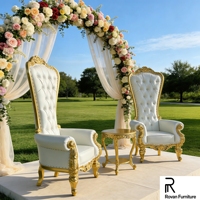 Chaises de mariage de luxe pour les mariés, chaise en bois massif sculpté doré pour les banquets et les mariages, fourniture de mobilier pour lieux de réception