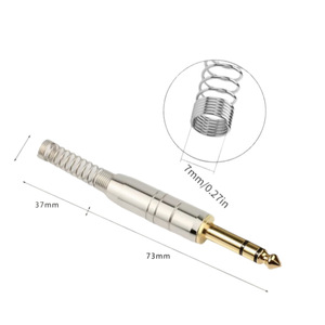 ปลั๊กเสียงสเตอริโอขนาด 6.35 มม. ชุบทองพร้อมสปริงขนาดเส้นผ่านศูนย์กลาง 7 มม. สำหรับขั้วต่อไมโครโฟน - Product Image 1