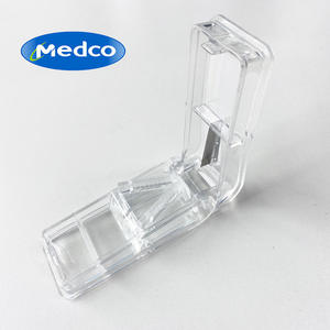 Boîte à pilules portable en plastique transparent avec coupe-pilules, étui de rangement et de distribution de médicaments, couleur unie, fabriqué en Chine - Product Image 2