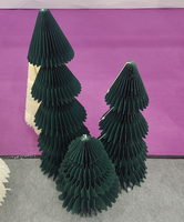 BestoFun Ensemble de 8 décorations de Noël suspendues en papier nid d'abeille rouge avec forme de sapin et boules de Noël, centre de table, décoration de fête