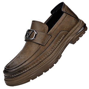 Chaussures d'affaires en cuir véritable pour hommes, toutes saisons, faites à la main, grandes tailles, à enfiler, souples, pour printemps, été, automne, stock disponible, OEM accepté - Product Image 1
