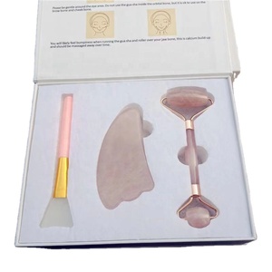 Jade roller gua sha set with Silicon Brush Facial Anti Aging For Face with Gift Box