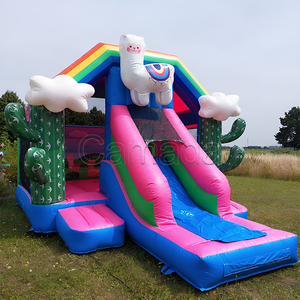 Château gonflable Alpaca avec toboggan pour enfants Castillo Con Tobogan Inflable Combo Bounce House and Wet Dry Slide - Product Image 1