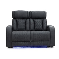 Geeksofa Muebles Modernos de Cuero, Sofá Reclinable Eléctrico con Espacio de Almacenamiento en el Reposabrazos y Luz Ambiental LED para Sala de Estar