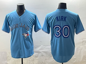 Оптовая продажа высококачественной бейсбольной формы для мужчин на заказ, команды Blue Jays, 2025 год # 4 # Бейсбольная вышитая футболка с номером 30 - Product Image 2