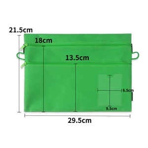 Trousse de rangement zippée en tissu vert pour fournitures scolaires et de bureau, idéale pour la classification et le rangement de fournitures. - Product Image 3