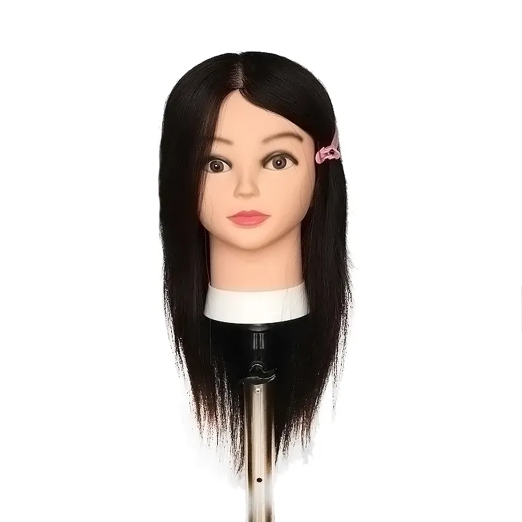 High Quality 100% Human Hair Dummies Doll Practice Mannequin Head Cosmetology Training Head Straight Hair