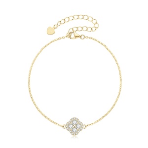 Exquisite Jewelry Eco-friendly Copper 14k Gold Plated 3MM VVS GRA Moissanite Classic Fashion Four Leaf Chain Link <b>Bracelet</b> - Product Image 1