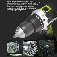 Perceuse électrique sans fil au lithium 20V WU193, perceuse électrique sans balais, tournevis électrique haute puissance, 95 Nm, perceuse à main pour la maison