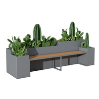 Banc de jardin carré en acier inoxydable moderne et écologique, avec pot de fleurs, séparateur, siège de centre commercial, combinaison de plantation