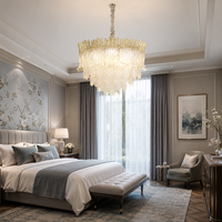 Lustre en verre de luxe texturé à plusieurs niveaux, suspension LED, garantie 2 ans, pour villas, salles à manger Majlis, hôtels de charme