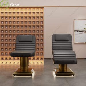 เตียงเสริมสวยไฟฟ้าสุดหรู ลดราคาพิเศษ ฐานสแตนเลสสีทอง 3 มอเตอร์ สีดำ สำหรับต่อขนตา - Product Image 3