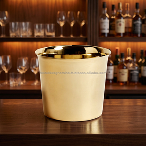 Elegante Cubitera Redonda de Metal con Acabado Dorado, Resistente al Óxido, para Fiestas - Product Image 3