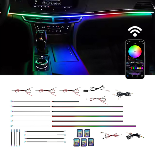 Car Dome Light Assembly Interior LED Acrylic 12V 120W RGB 128 Color Decorative Ambient Lighting with Remote Control