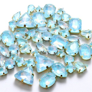 Oleeya Mocha Opal Rhinestones Wholesale Silver/<b>Gold</b> <b>Button</b> Popular Colors Mix Shapes Sew on Rhinestones Claw Wedding Dress - Product Image 4