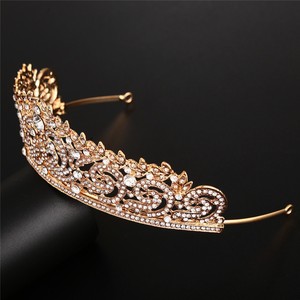 Coronas de Novia, Tiaras y Coronas de Cristal Dorado con Pedrería para Niñas - Product Image 4