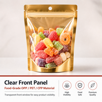 Sachets d'emballage alimentaire en plastique en gros avec fenêtre métallisée colorée, couleurs blanc et doré, pour chips, aliments pour animaux et sucre