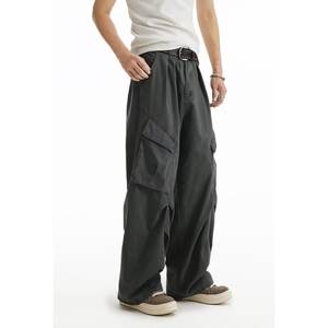 Salopette a Gamba Larga Color Caffè Retrò, Moda Maschile di Marca, Design Deconstructivo, Pantaloni Lunghi Casual Larghi e Drappeggiati - Product Image 6