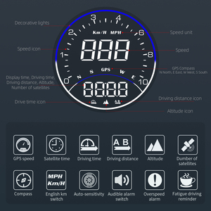 Horloge numérique pour voiture Hud G6 Compteur automatique avec alarme de vitesse Affichage tête haute pour voiture Compteur de vitesse Kilométrage RPM MPH Accessoires de voiture - Product Image 2