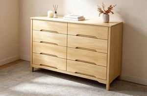 Commode scandinave en chêne massif à 8 tiroirs, meuble de rangement autoportant pour chambre à coucher - Product Image 5