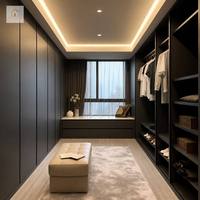 Système de dressing sur mesure XINGRUO, luxe moderne, finition bois anthracite, dressing ouvert pour chambre principale