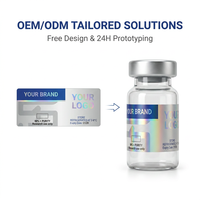 Vente en gros de flacons holographiques PET de 10 ml avec boîte et étiquettes, autocollants adhésifs personnalisés avec logo imprimé pour flacons de qualité pharmaceutique