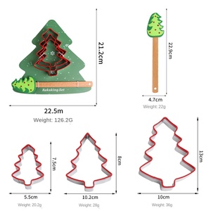 Set Creativo di Tagliabiscotti a Forma di Albero di Natale con Raschietto in Silicone e Mattarello per Preparazione Cibi Festivi - Product Image 2