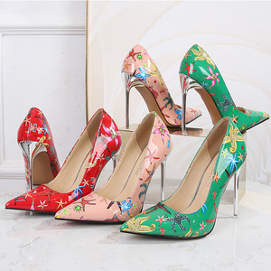 Zapatos de Tacón Alto Extremo Talla Grande 46 para Mujer, Zapatos de Tacón Delgado con Estampado, Sandalias de Vestir con Tacón de Aguja Coloridas y Anchas - Product Image 6