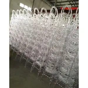 Groothandel Tiffany Crystal Bruiloft Stoelen Plastic Stapelbare Banket Evenement Phoenix Napoleon Clear Chiavari Stoelen