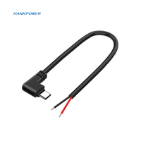 Usine OEM USB2.0 Câble USB C 90 degrés à angle droit de type C mâle pour ouvrir les 2 4 cœurs nus